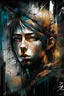 Placeholder: A ultra realistic poster having word sign as “street art ”, by Daniel Castan Carne Griffiths Andreas Lie Russ Mills Leonid Afremov, black background, fine lines draw, smile