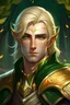 Placeholder: Generate male gold elf eldritch knight very handsome with light blond hair and remarkable green eyes very charismatic very smart