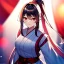 Placeholder: Clear focus, 8k, Girl, high quality, detailed, long ponytail, red eyes, beautiful lighting, vibrant colors, miko