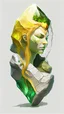 Placeholder: green stone, white background, inner light, artistic style, bright and vivid, green amber stone, jade, shaped like a viking woman