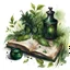 Placeholder: watercolor, dark style, dark green vintage witch's book with herbal decoction with emeralds and with grass and leaves, Trending on Artstation, {creative commons}, fanart, AIart, {Woolitize}, by Charlie Bowater, Illustration, Color Grading, Filmic, Nikon D750, Brenizer Method, Side-View, Perspective, Depth of Field, Field of View, F/2.8, Lens Flare, Tonal Colors, 8K, Full-HD, ProPhoto