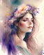 Placeholder: A portrait of a beautiful woman with flowers in her hair, in the style of watercolor painting, soft and dreamy colors, flowing lines, 8k resolution