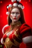 Placeholder: portrait lady red warrior Christmas tree