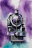 Placeholder: getting on the thought train; Ink wash with a gradient of turquoise, Royal blue and purple