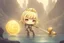 Placeholder: cute blonde chibi princess fighting with an ugly giant monster with a golden laser sabre, golden coin stacks, pond, in sunshine, H.R. Giger, anime, steampunk, surreal, watercolor and black in outlines, golden glitter, ethereal, cinematic postprocessing, bokeh, dof