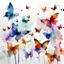 Placeholder: watercolor and alcohol ink, scattered butterflies, white background, minimal