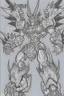 Placeholder: coloring book page of a magical unicron pokemon ,monochrome, black and white, sharp, sketch drawing