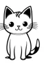 Placeholder: Simple outline of a cute cat, in a cartoon style, black and white