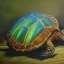 Placeholder: Oil painting style turtle and aurora