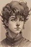 Placeholder: Portrait sketch of androgynous masculine woman with hairstyle like guts from berserk