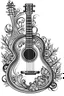 Placeholder: classical guitar, christmas spirit, coloring, in black and white