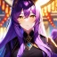 Placeholder: Clear focus, 8k, high quality, detailed, beautiful lighting, vibrant colors, purple hair, vibrant golden eyes, girl, hanten