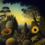 Placeholder: High definition photography of a marvelous landscape, trees, flowers, giant sun, intricate, rock formations, atmosphere of a Max Ernst painting, Henri Rousseau, thoughtful, interesting, a bit appalling, smooth