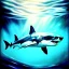 Placeholder: Epic fullsize oil Drawing of Photorealistic dramatic hyperrealistic,ultra realistic,with scars old Great White Shark, underwater, daylight ,by WLOP, Artgerm 8k