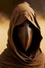Placeholder: wizard mask light brown hood desert armor smoke knight scimitar