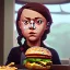 Placeholder: Greta Thunberg eating cheeseburgers oozing with grease.