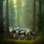 Placeholder: frank frazetta style, wolf in the forest clearing