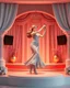 Placeholder: 3d recusive stage with modern 3d structre and modern decoration a godoss lady dancing salsa with cute ,the background is evolving and animating