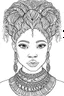 Placeholder: african girl face coloring page with beautiful hairstyle