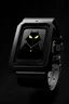 Placeholder: "Produce an artistic rendering of a Batman-themed smartwatch. The watch should have a modern, high-tech design with a square, touchscreen face. The bat logo on the watch face should be integrated seamlessly into the interface, with a dark and minimalist theme. Showcase the watch on the wrist of a person in a stylish, contemporary setting."