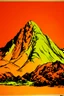 Placeholder: An orange rocky mountain painted by Andy Warhol