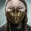 Placeholder:  Greta Thunberg Mystery iconic mask, dramatique, art background, dramatic lighting, volumetric lighting, hyperrealisme, 8k, high quality, lot of details, fit within portrait