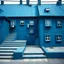 Placeholder: Fotografia di strada assurda e falsa orripilante blu weirdcore dai colori vivaci, liminalcore. Escher. Scale che scendono. Yves Tanguy. Non luogo falso, inusuale. Le case sono false e dipinte di nero chiaro con cose stilizzate e dettagli. Ci sono finestrelle false quadrate, che danno un senso distopico e molto surreale, disposte in modo casuale. L'atmosfera generale sembra noiosa e onirica, con un contrasto tra elementi reali ed elementi dipinti falsi, René Magritte, oddest things