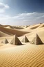 Placeholder: A tan sandy desert with magnetic pyramids painted by Giovanni Battista Sassi
