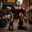 Placeholder: trash mech suit, human-sized, made of scrap metal, small, rusting