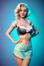 Placeholder: Realistic image, retro pinup, portrait, blonde woman, sweet Marylin Monroe face, perfect iris, glow eyes. skater waitress suit. soft color, highly detailed, unreal engine 5, ray tracing, RTX, lumen lighting, ultra detail, volumetric lighting, 3d, finely drawn, high definition, high resolution.