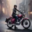 Placeholder: Royal enfield classic 350. City . high speed. bokeh. lens flare. warm lights. Anime . Rain