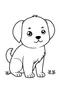 Placeholder: a coloring page, full body view, cute little puppy, clean lineart, balck and white only.