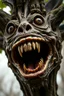 Placeholder: Very realistic hyper-detailed professional photograph of a tree-carnivorous with big mouth and big teeth plant open mouth wide with scary big eyes looking aarshot by Steven Meisel. The atmosphere is surreal and fantastical, reminiscent of Hieronymus Bosch's style, with a touch of grim academicism. Sharp focus, intricate detail, high contrast and the texture of 60mm film shot in the style of a Hasselblad camera.