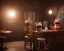 Placeholder: Cafe scene, muppet head with real body detective man, real photo, concept art, retro style, smooth, unreal engine 5, god lights, ray tracing, RTX, lumen lighting, ultra detail, volumetric lighting, 3d.