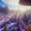 Placeholder: blue gold and violet landscape with multicolored crystals falling from the sky, full of details, smooth, bright sunshine，soft light atmosphere, light effect，colorful, concept art, smooth, extremely sharp detail, finely tuned detail, ultra high definition, 8 k, unreal engine 5, ultra sharp focus