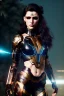 Placeholder: Cyborg warrior, waist up portrait, 8k resolution, intricate details, ornate details, soft lighting, vibrant colors, retroanime, masterpiece, intricate eyeliner, dark eyeshadow, eyes, facepaint, wild hair, intricate tattoos, jungle background