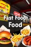 Placeholder: A loco with fast food text and pictures of hamburgers, fries and sausages