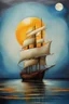 Placeholder: A sailing ship with a moon abstract painting