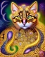 Placeholder: Cat , 500 x 500 pixels, glitter gold, extremely detailed fractal , fractal gems, fractal crystals, gold glitter, imperial colors ,digital oil painting , detailed art illustration, vibrant, cinematic, ornate, luxury, 8K polished in the style of Josephine Wall, Brian Froud.Thomas Kinkade