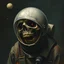 Placeholder: Visual necromancy, Melancholy hungry zombie astronaut, by Dave McKean, inspired by the nightmare paintings of Zdzislaw Beksinski, by Wassily Kandinsky, gnostic tragedy, sinister