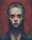 Placeholder: A portrait of a Singer Danish MØ face, cyberpunk, symmetry, hyperdetailed, painting by John Kenn Mortensen, darkblue and darkred tones,