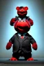 Placeholder: Waist up muppet Portrait, Kim Jong-un muppet doll, black suit, photo studio, red background, unreal engine 5, concept art, art station, god lights, ray tracing, RTX, lumen lighting, ultra detail, volumetric lighting, 3d.