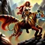 Placeholder: ultra detailed portrait of beautiful Red Sonja riding a Great tiger ,wearing plate armor, extremely detailed digital painting, in the style of Robert Howard and Earl Norem and fenghua zhong and ruan jia and jeremy lipking and peter mohrbacher, mystical colors, rim light, beautiful lighting, 8 k, stunning scene, raytracing, octane, trending on artstation