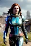 Placeholder: ultrarealistic, ruined city,__mass effect armor__, __angles__, 19 year old woman, strikingly beautiful, ginger hair, silver colour, [__starlets__|__starlets__], (pale __skincolor__ skin:1.2), __camera__, _hair_, detailed face and eyes, medium breasts, leather choker, freckles, dynamic pose, resolved expression, __accessory__, strappy outfit, (straps:1.1), sword in scabard on left hip, (buckles, buttons, snaps, rings:1.0), haltertop style breastplate, detailed eyes, plump lips, sci-fi theme