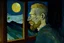 Placeholder: Portrait Van Gogh 3/4 the face looking at the moon through the window