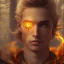 Placeholder: Male, Human, Blond, Sorcerer, Fire Mage, Golden Eyes, Young, Photorealism, Full Body Shot, Forest Background