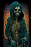 Placeholder: a detailed image of a skeleton wearing a hoodie, inspired by Dan Mumford, sots art, mother of all decks, barren earth, heavy metal magazine cover, set back dead colors, priestess of the damned, disposal mummy, tshirt design, greg rutkowski detailed, teaser