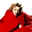 Placeholder: Pulp fiction style, A photograph of norma jeane baker , red blanket, white background