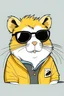 Placeholder: Dibujo estilo The Simpsons de un hamster con camisa a cuadros y lentes de sol