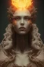 Placeholder: portrait photography of an ethereal beautiful animal goddess, Fire theme art, Dark moody night atmosphere, Portrait of a woman by Michelangelo, 8K, close-up face, anatomically perfect face, oak tree roots, ignore NSFW